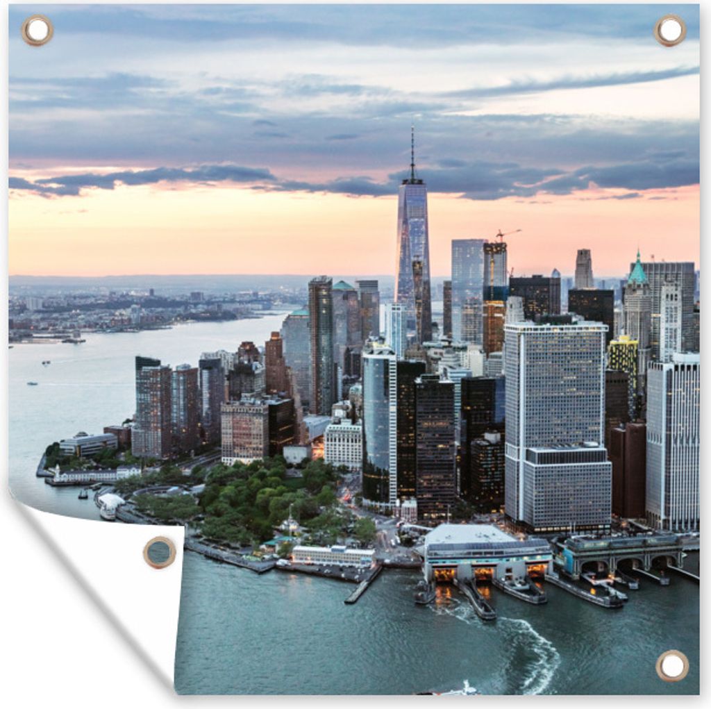 MuchoWow 100x100 cm Outdoor-Poster Gartendeko Sichtschutz Garten Poster für den Garten Luftaufnahme von New York