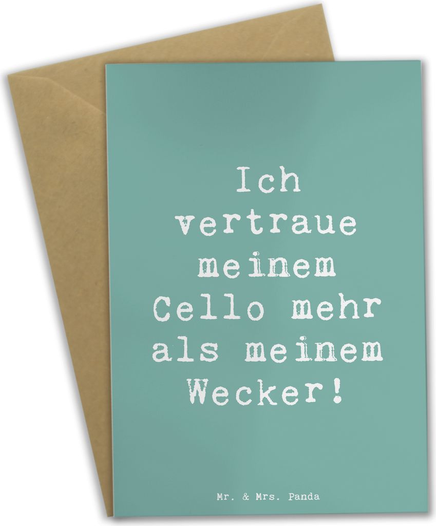 Mr. & Mrs. Panda Klappkarte Spruch Cello Vertrauen - Meeresbrise - Geschenk, Lernen, Orchester, osterkarte, Musiker, Musik, babykarte, Musikinstrum...