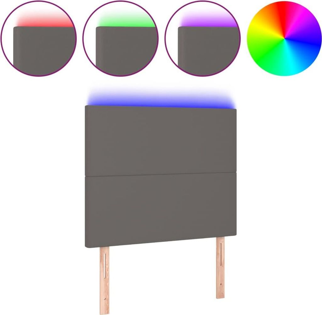vidaXL LED Kopfteil Grau 100x5x118/128 cm Kunstleder