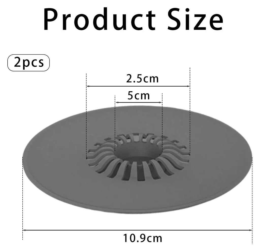 Passoire d'évacuation pratique et bouchon silicone gris multi-usage - 2