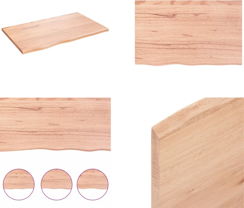 vidaXL Mensola a muro marrone chiaro 80x50x2 cm in legno massiccio trattato con rovere - Mensola a muro - Mensola portaoggetti - Mensola galleggiante