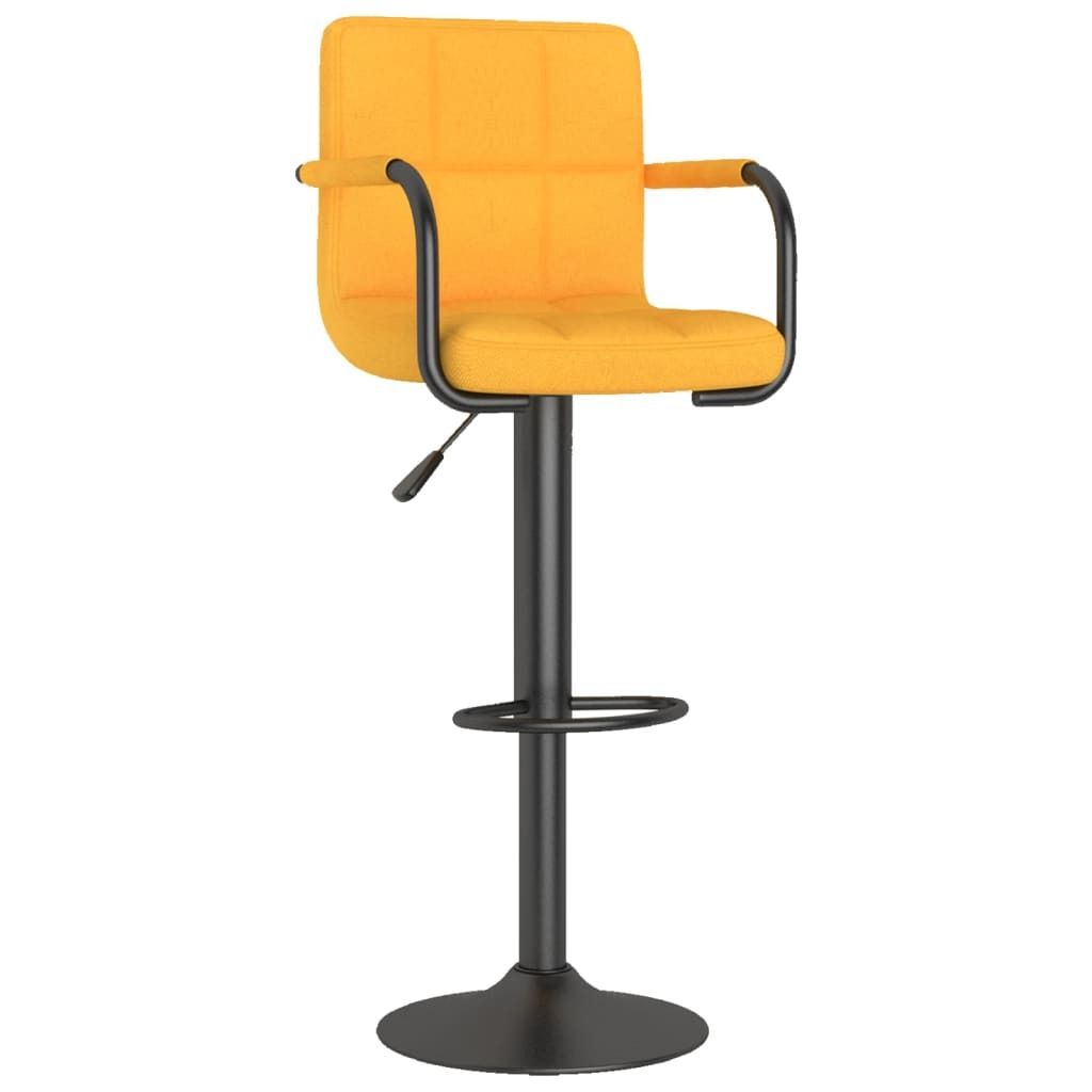 Barhocker Senfgelb Stoff 48 x 47 x (90-111) cm höhenverstellbar drehbar mit Fußstütze
