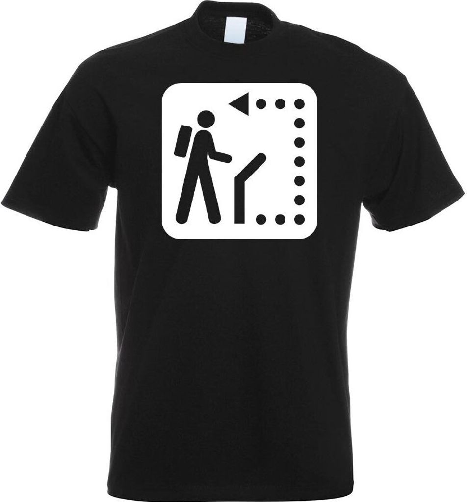 Kiwistar - T-Shirt - schwarz - Wanderweg Wegweiser Piktogramme Herren Funshirt Bedruckt Design Sprüche Spruch Motive - mit Motiv Bedruckt - Funshi...