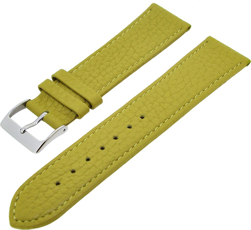 Uhrenarmband Kalbsleder flach mit Naht Limette 18mm Dornschließe