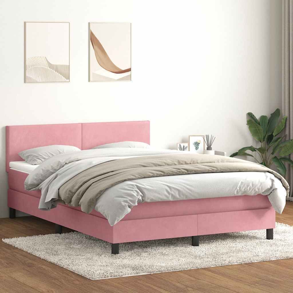 Stabli Möbel Bettrahmen inkl. Lattenrost - Boxspringbett mit Matratze Rosa 160x210 cm Samt - Klassische Betten CC8202454 5parcel