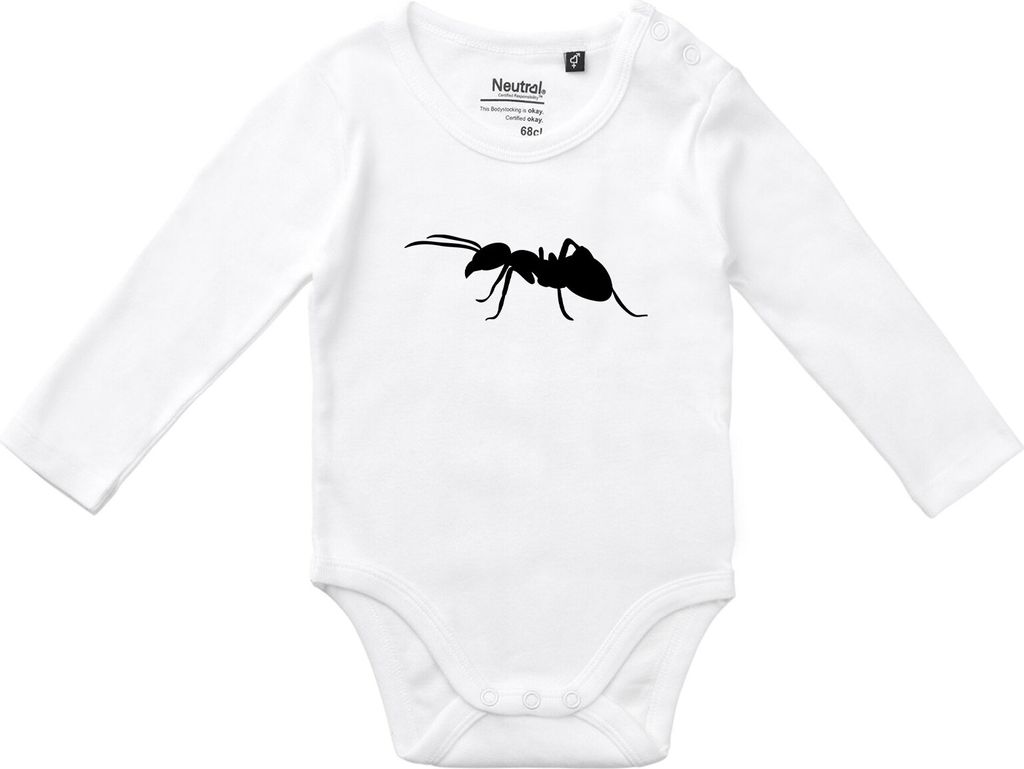 Huuraa Baby Body Ameise Silhouette 62 White Baumwolle Fairtrade Langarmbody Geschenkidee