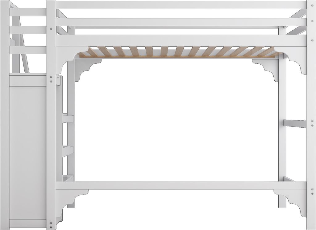 140x200cm Hochbett Weiß mit Stufentreppe, Kleiderschrank & Produktbild 17