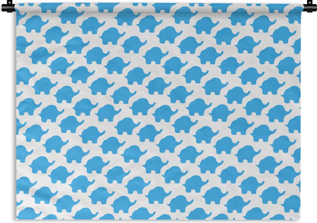 MuchoWow Wandteppich Wandbehang Blau - Elefant - Design 120x90 cm Tapisserie Dekoration Wandtuch - Wohnen - Aufhänger für die Wand