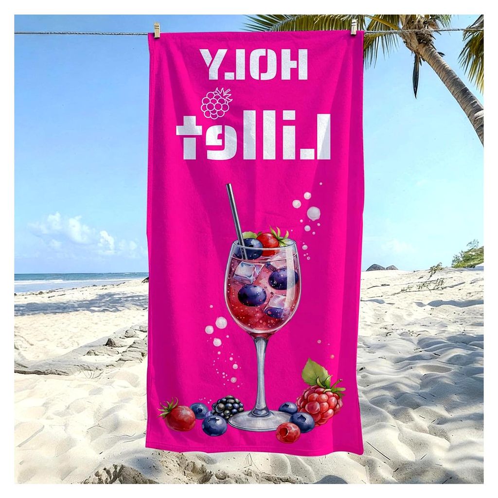 Holy Lillet Mikrofaser Handtuch 80x160cm, Pinkes Strandtuch für Damen und Herren – Badetuch für Strand und Pool, Lustige Geschenkidee für Frau...