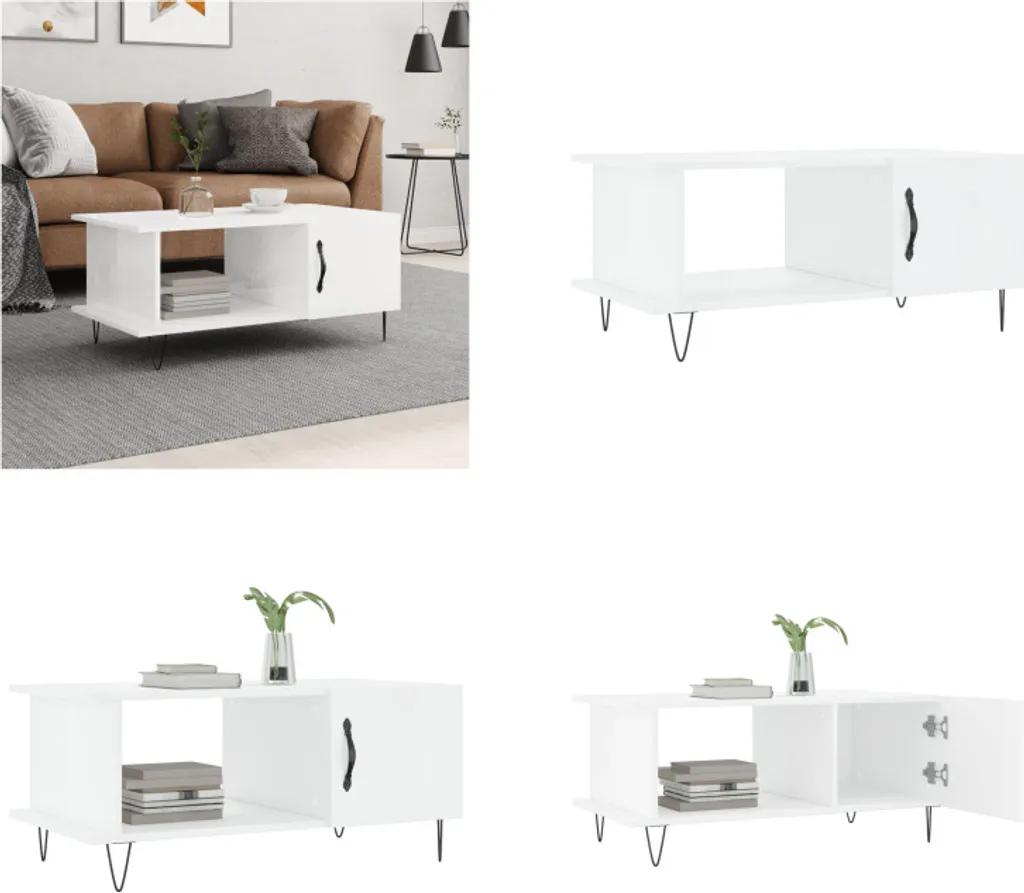 vidaXL Tavolino bianco lucido 90x50x40 cm in legno - Tavolino - Tavoli da caffè - Tavolino - Tavolo da divano