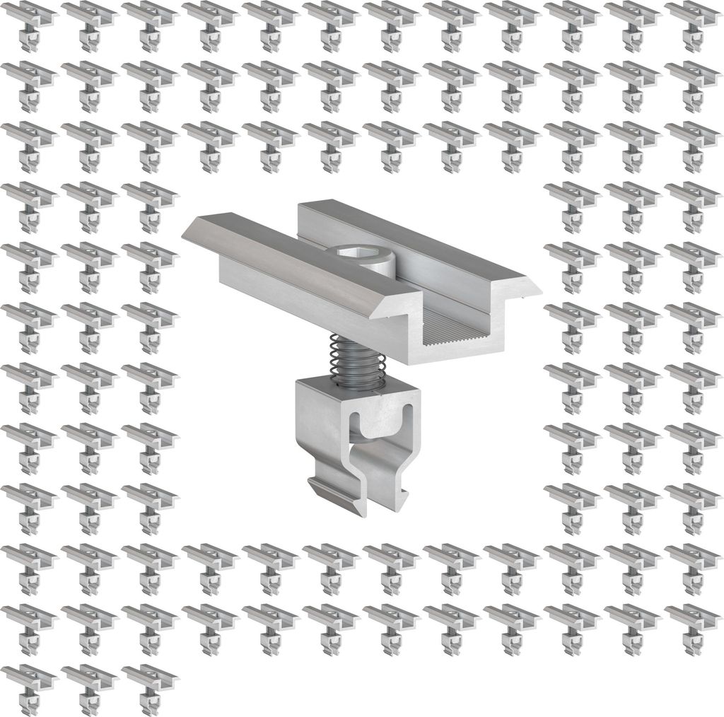 100x Mittelklemme Klickfix silber 30-40mm Solarmodul Produktbild 