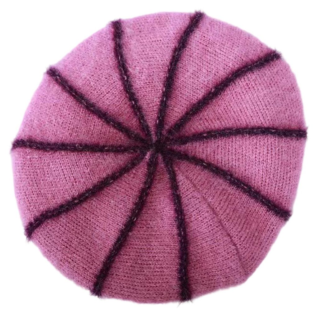 Dicke, warme Strickmütze aus weichem Samt mit Schirm für Damen im mittleren und höheren Alter