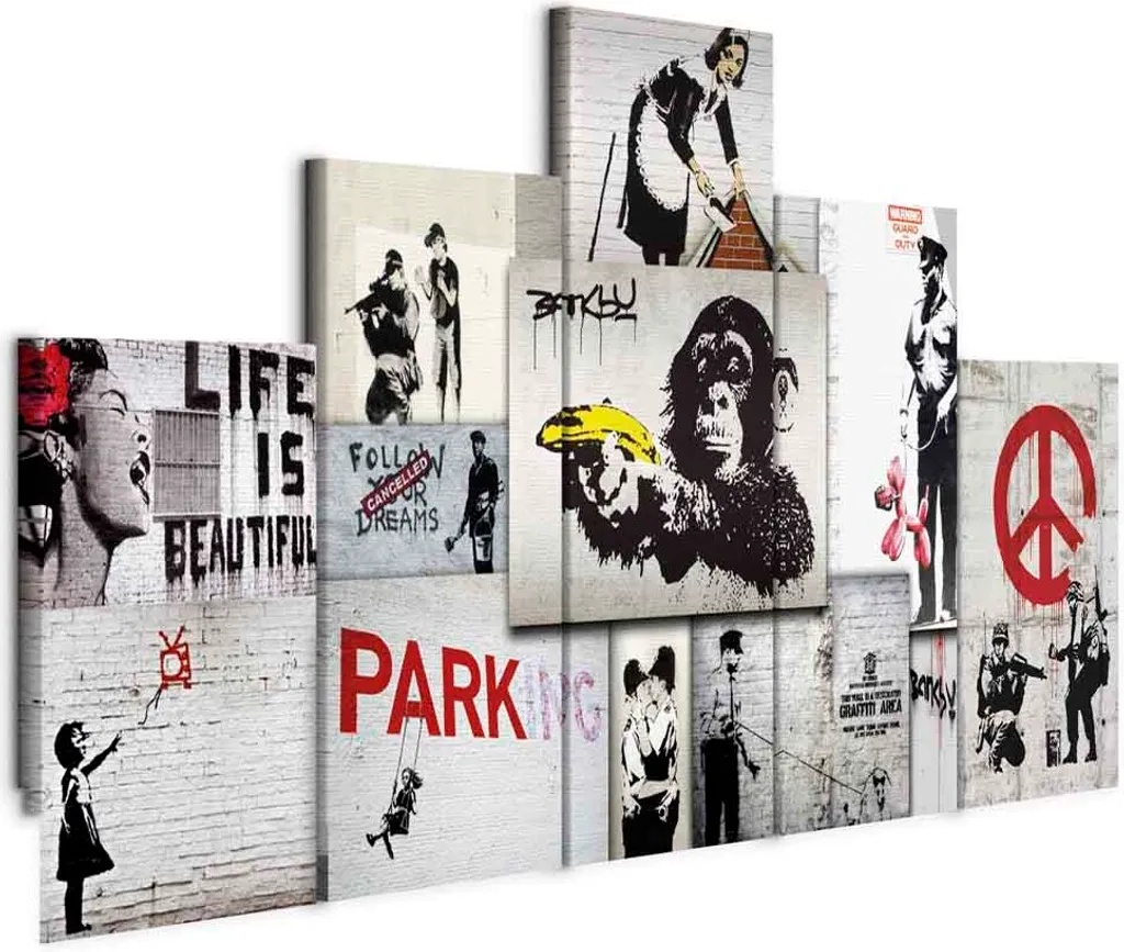 Quadro su tela italiano - Street Crimes: Banksy Art 200x100 cm Streetart f-C-0138-b-m