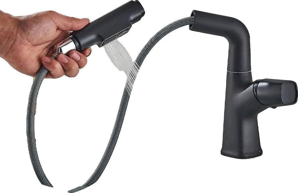 Rubinetto Lavabo Nero Opaco 360° | Miscelatore Monocomando Design