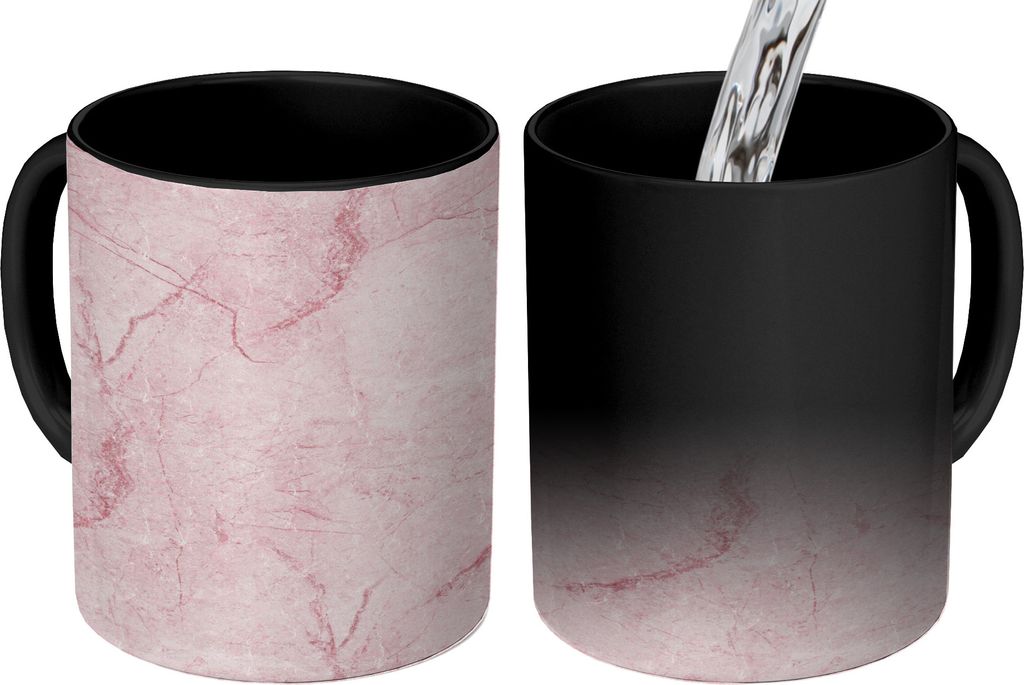 MuchoWow Zauber Tasse Zaubertasse Magic Marmor - Rosa - Muster 350 ml Farbwechsel Becher Geschenk Geschenkidee - Magic-Tasse - Fototasse - Kerami...