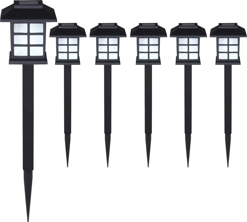 Lampes solaires allées lot de 6 LED balisage noir étanche IP65