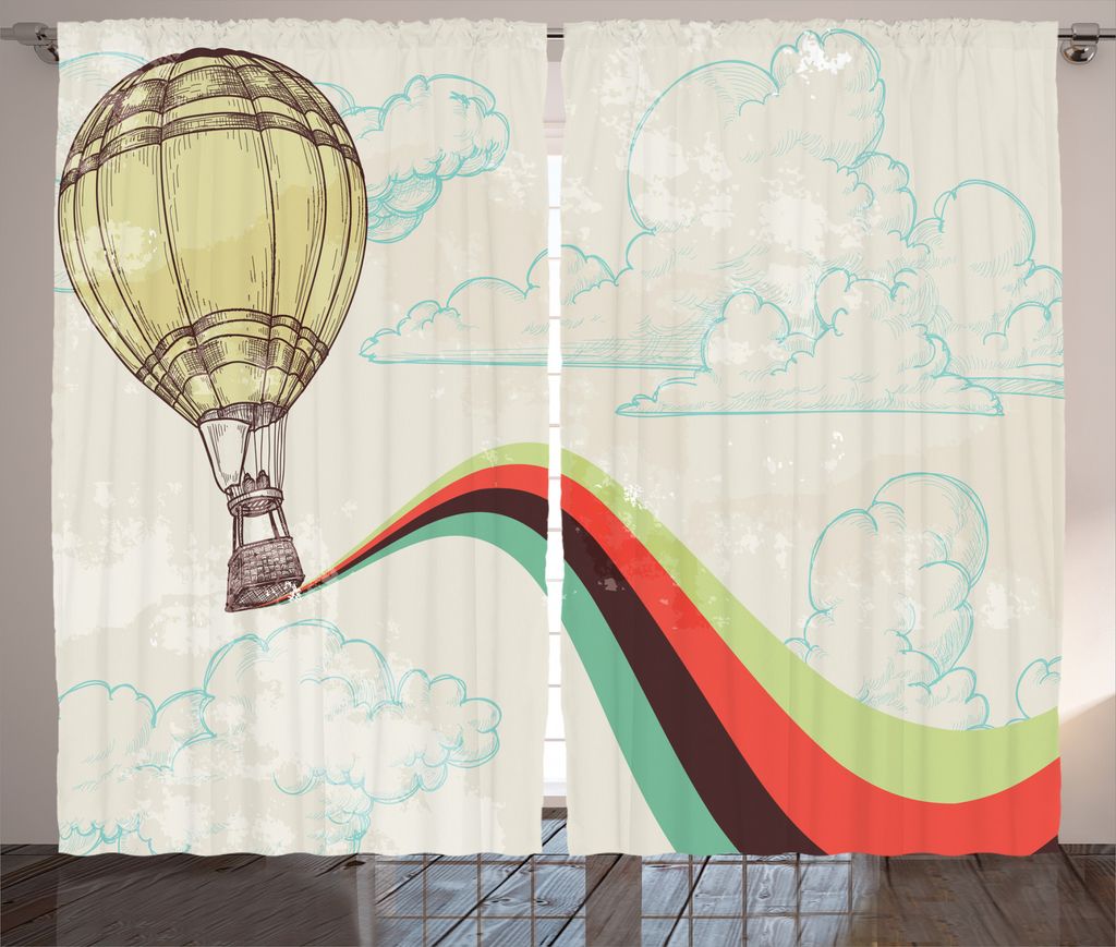 ABAKUHAUS amerikanisch Rustikaler Gardine, New Yorker Wolkenkratzer, Schlafzimmer Kräuselband Vorhang mit Schlaufen und Haken, 280 x 175 cm, Mehrf...