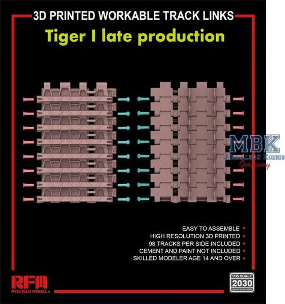 Maillons de chenille Tiger I Tardif 1/35 - Accessoire Maquette 3D