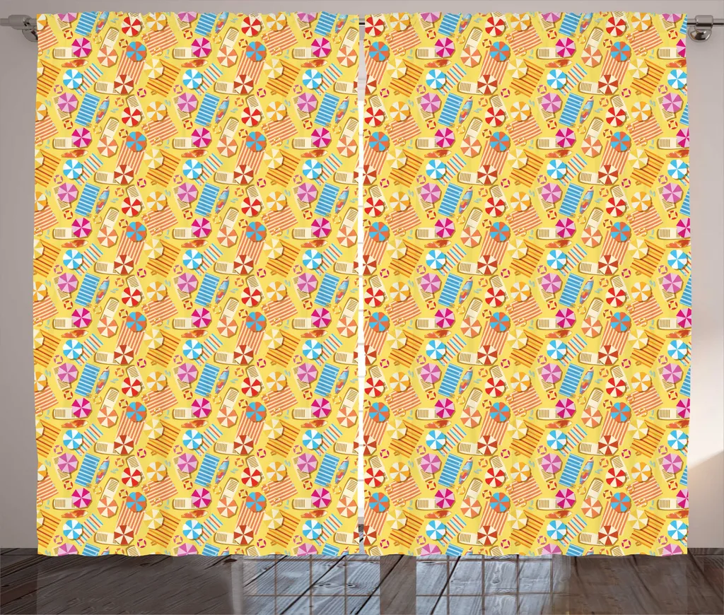 Rideau pour Salon Thème Plage Idéal pour Déco Estivale 280x225 cm