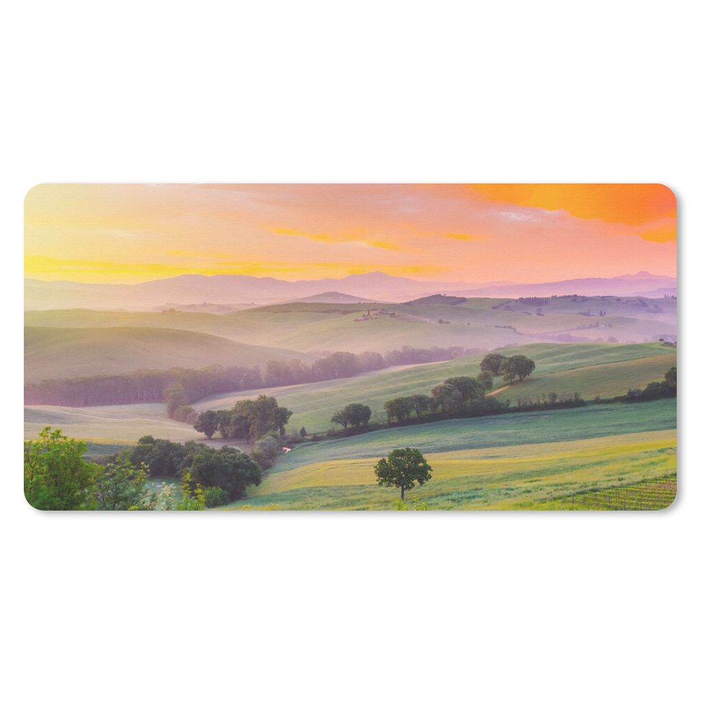 MuchoWow Schreibtischunterlage Toskana - Landschaft - Farbenfroh 80x40 cm - XXL Mauspad - Gaming Mauspad