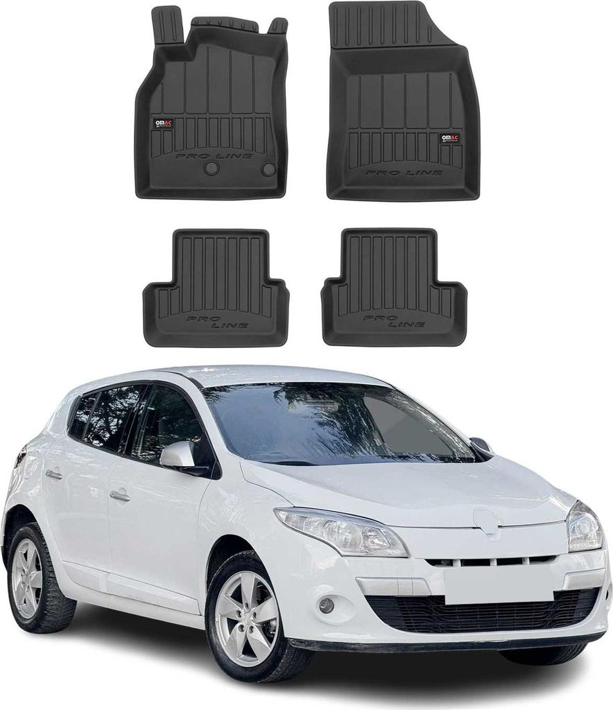 OMAC Gummi Fußmatten für Renault Megane 2008-2015 Premium TPE Automatten 4tlg
