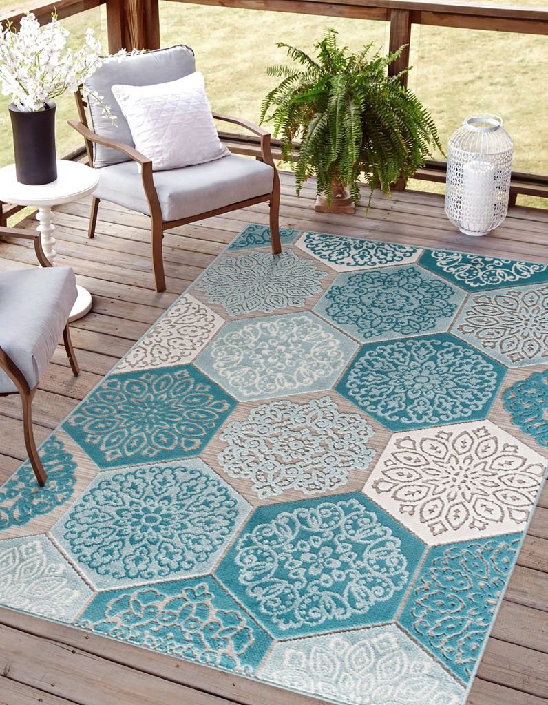 Outdoor Teppich MOSAIK Blau 160x230cm