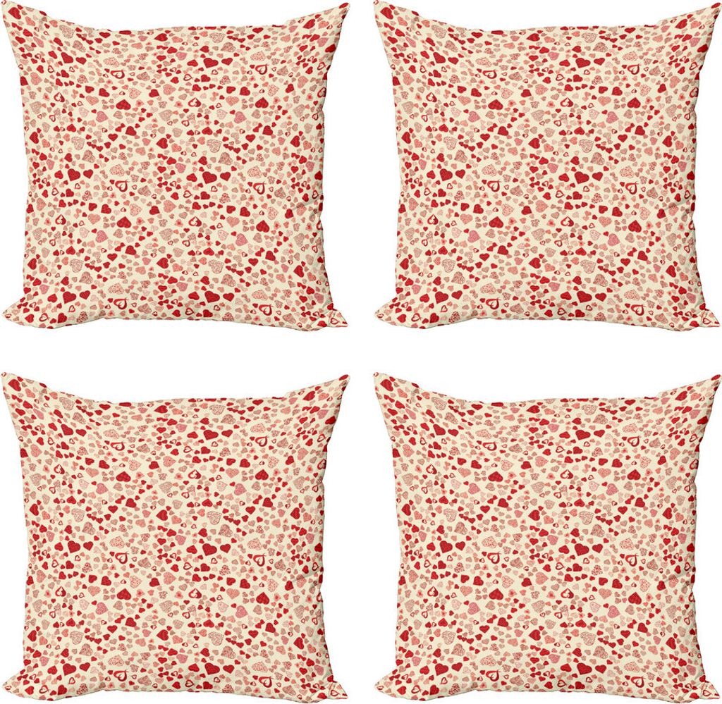 ABAKUHAUS Vintage Valentine Kissenbezug Set (4 Stück), Romantische Schönheit, Moderner Doppelseitiger Digitaldruck, 60 cm x 60 cm, Sahne und Verm...