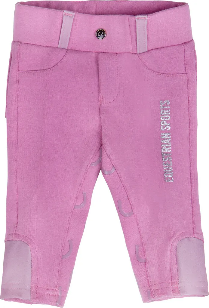 Culotte d'équitation enfant QHP Bobby rose poudré avec grip genoux