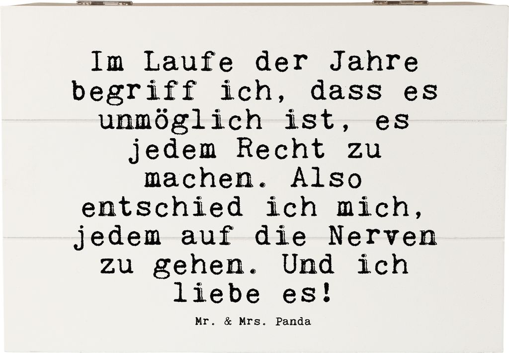 Mr. & Mrs. Panda truhe holz Im Laufe der Jahre... 22 x 15 cm - Weiß - Geschenk, Leben, geschenkkiste, Spruch Sprüche Weisheiten Zitate Lustig Wei...