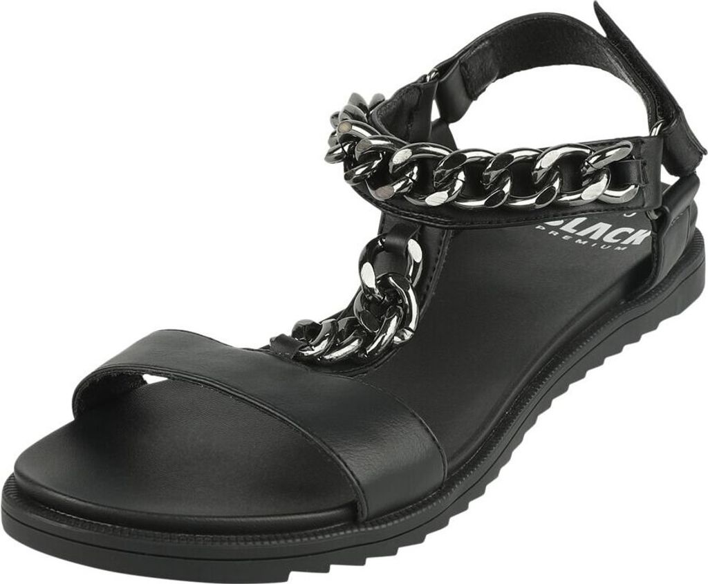 Black Premium by EMP Damen schwarze Sandalen mit dekorativen Ketten EU37