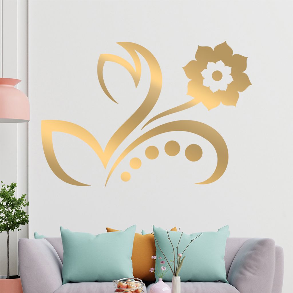 Blume - Linien Punkte Wandtattoo in 6 Größen - Wandaufkleber Wall Sticker - Dekoration, Küche, Wohnzimmer, Schlafzimmer, Badezimmer