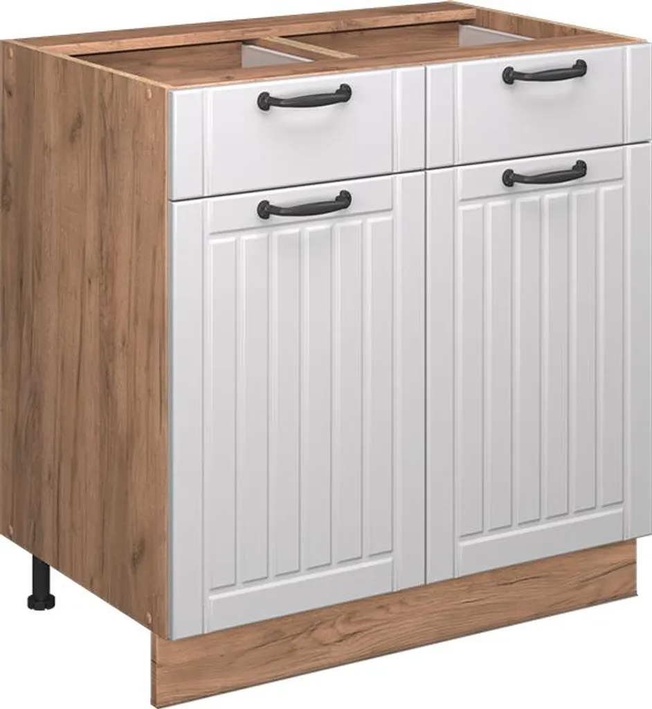 Meuble bas cuisine 80cm Vicco Fame-Line Blanc Campagne sans PT 56676