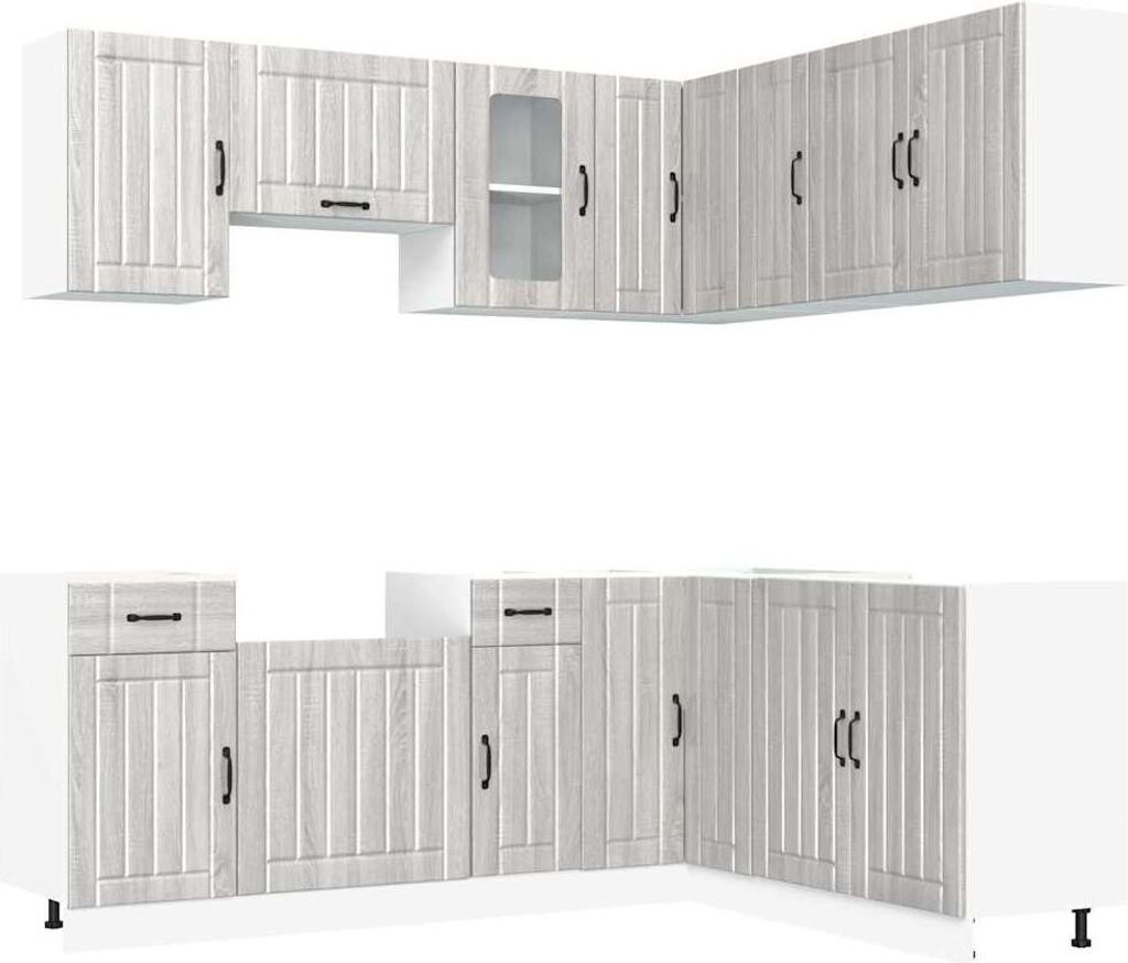 11-tlg. Küchenschrank-Set Kalmar Grau Sonoma Holzwerkstoff