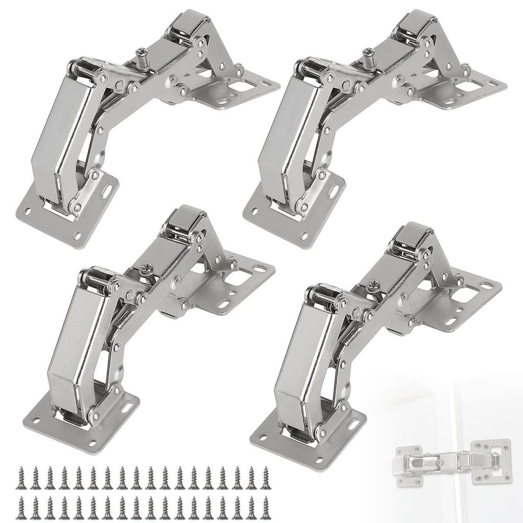 4x 170° Möbelscharnier mit Soft-Close & 36 Schrauben – Türscharniere für Küchenschränke & Holzmöbel, ohne Bohren, für 16–40mm Türen