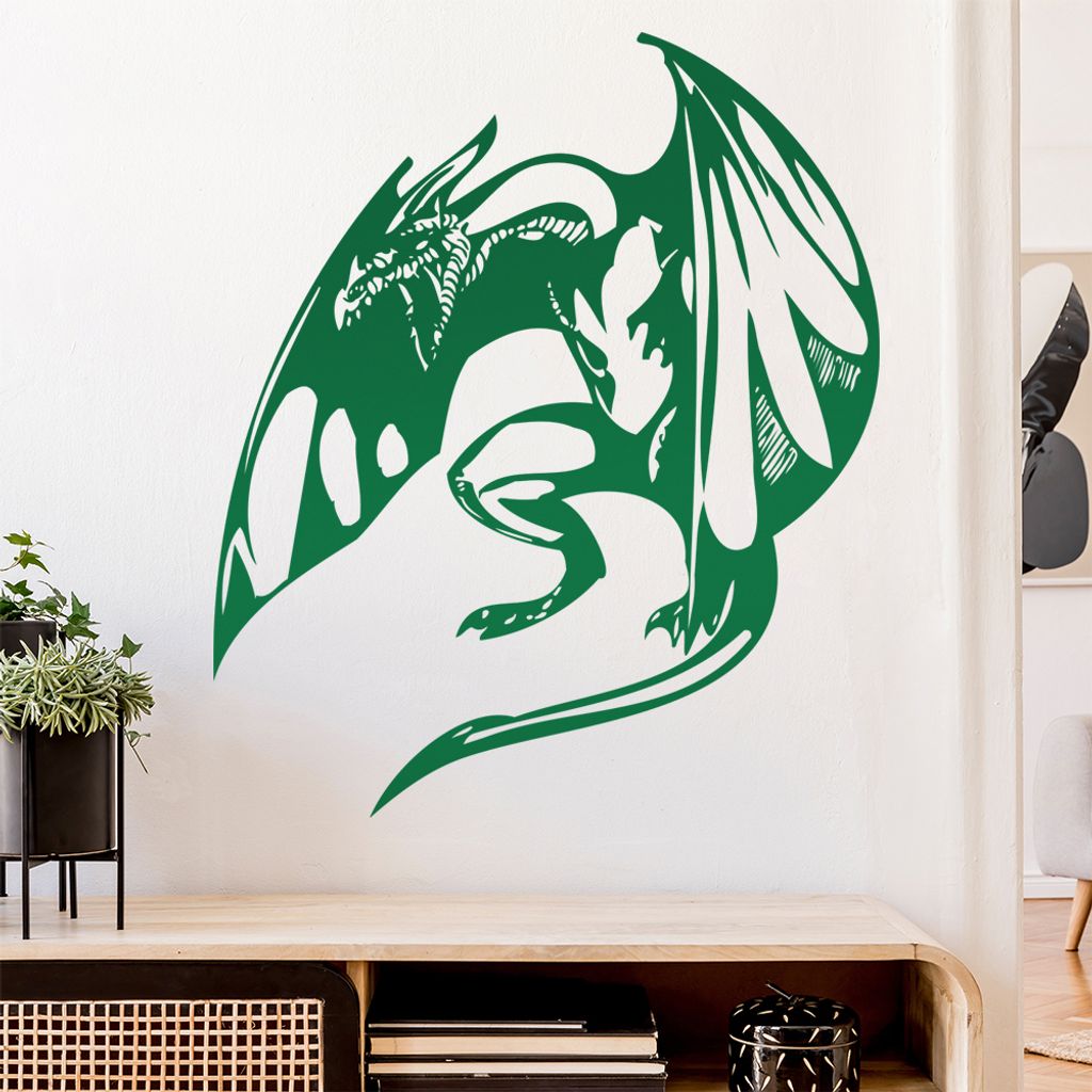 Drache im Flug Wandtattoo in 6 Größen - Wandaufkleber Wall Sticker - Dekoration, Küche, Wohnzimmer, Schlafzimmer, Badezimmer