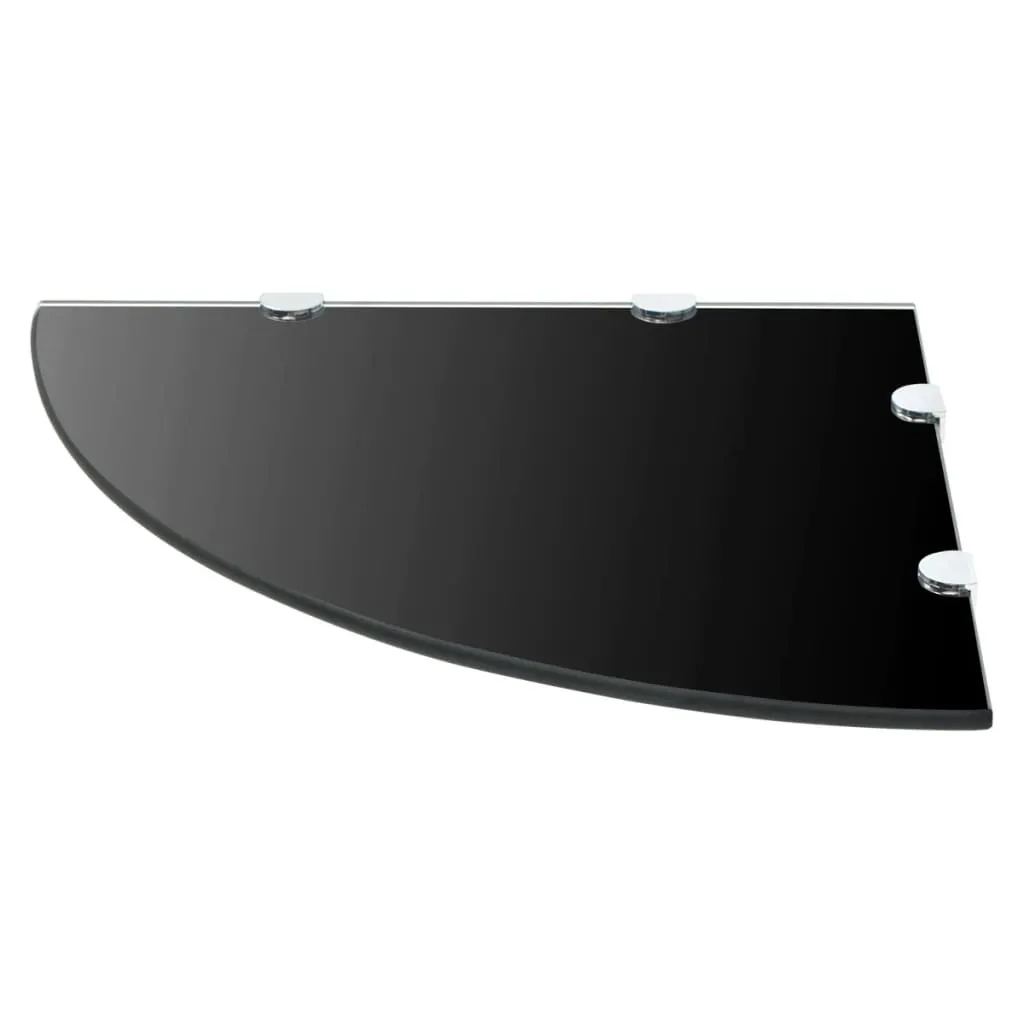 vidaXL Tablette d'angle en verre noir 45x45 cm avec supports chromés