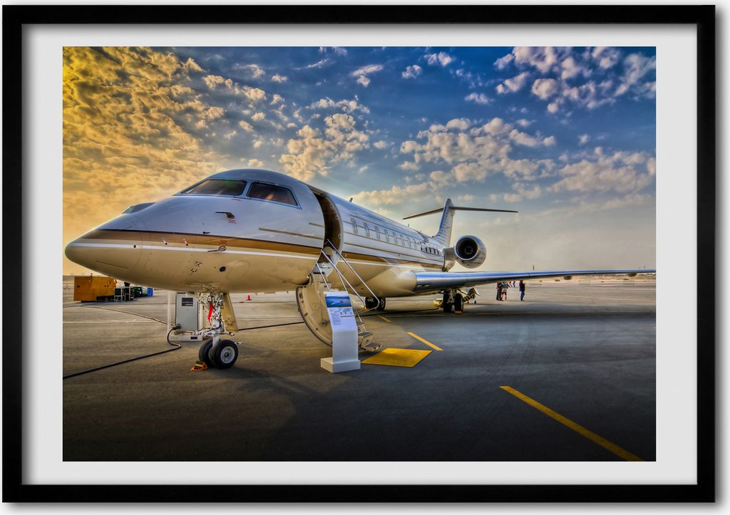 Bild - Bilderrahmen - 100 cm x 70 cm - MDF - Rahmen - Foto - Wandkunst Flugzeug