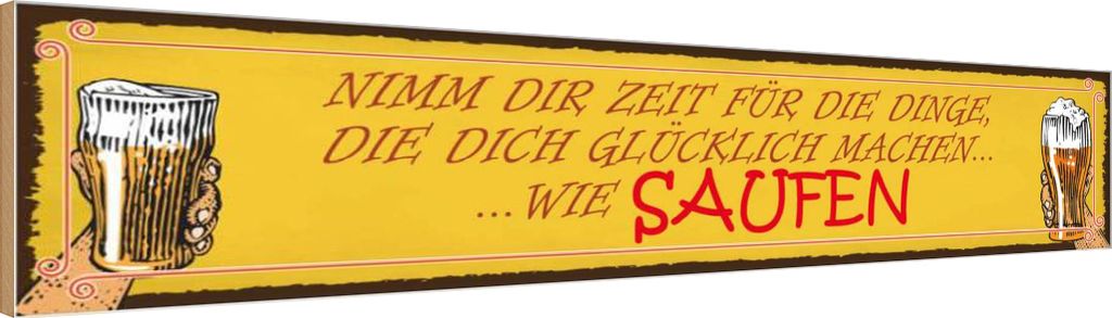vianmo Holzschild 10x46 cm Bier nimm dir Zeit für SAUFEN Essen Trinken