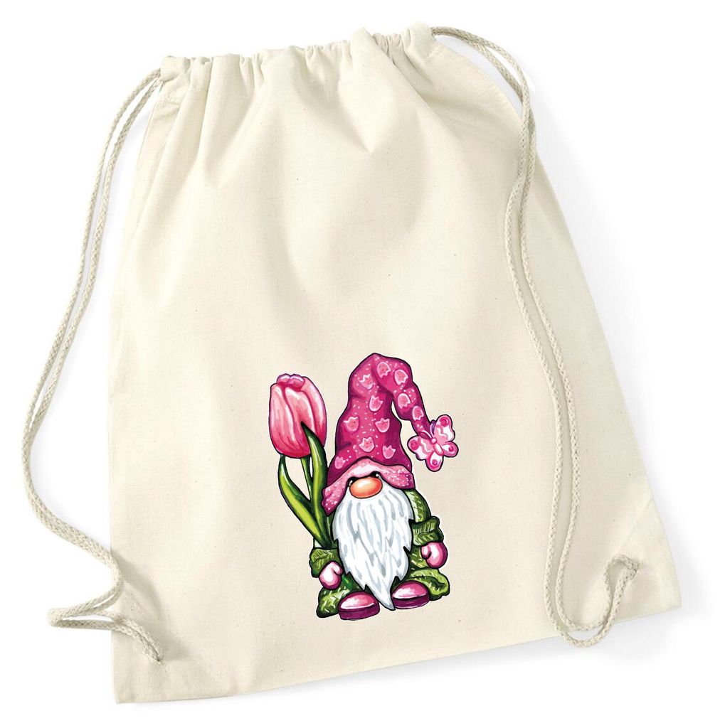 Huuraa Turnbeutel Gnom Fabelwesen 12 Liter Natural Baumwolle Rucksack Geschenkidee