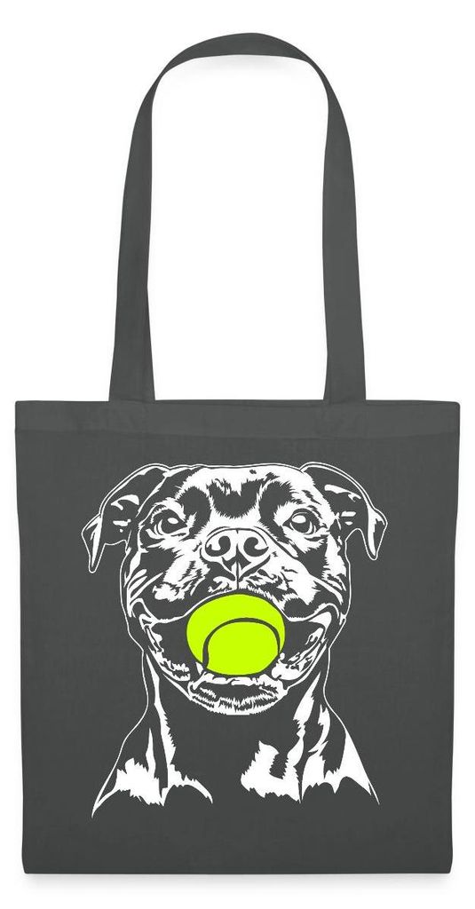 Spreadshirt Stafford Bull Terrier Mit Tennisball Stoffbeutel, One size, Graphite