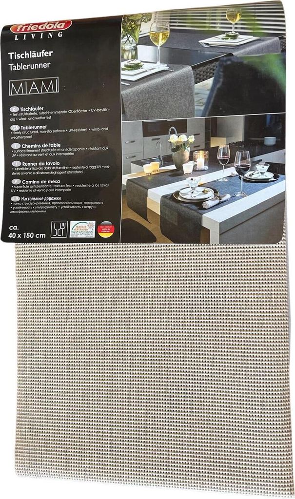 Friedola Tischläufer rutschhemmend beige Outdoor 150x40cm