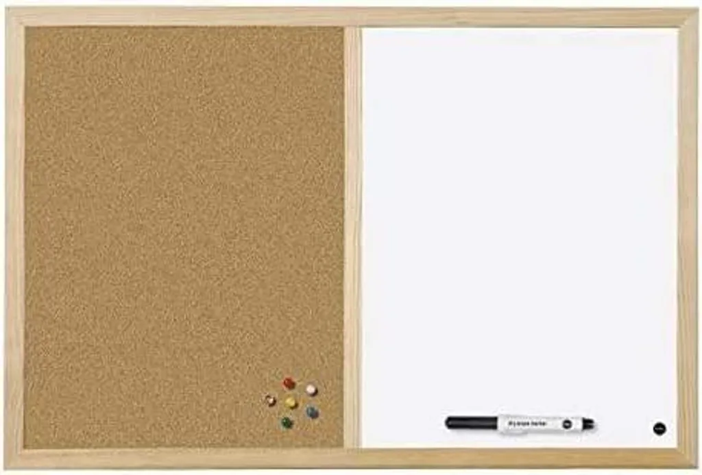 Tableau de bord combiné 30x40 cm avec cadre aluminium et liège dense
