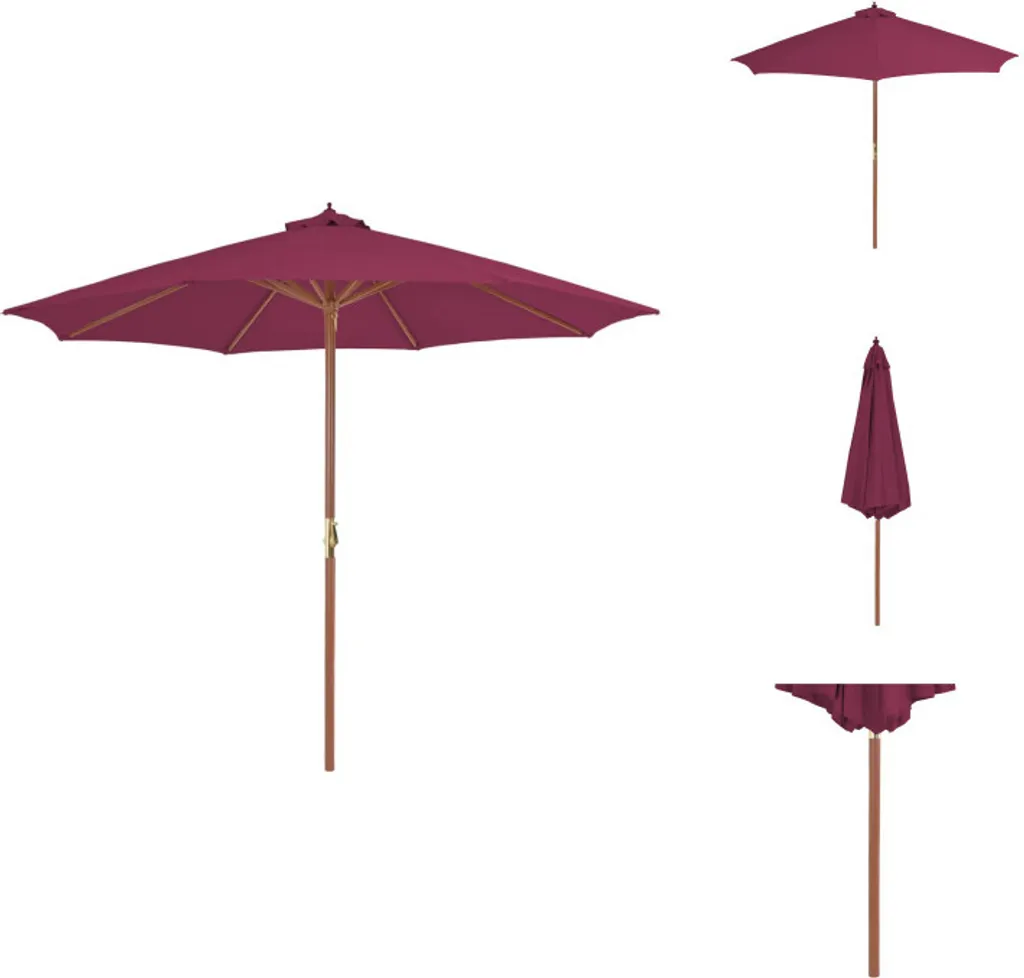 Ombrellone Bordeaux 3m Palo Legno vidaXL | Design e Comfort Esterno