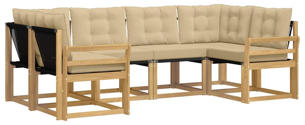 “2026 Modern“ Braun Outdoor-Sofagarnitur mit Kissen 6 pcs Weiß und Beige - Designermöbel 73794 - Gartensofas