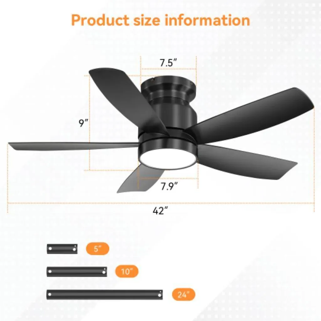 Ventilateur de Plafond LED Dimmable 6 Vitesses et Mode Réversible CC - 5