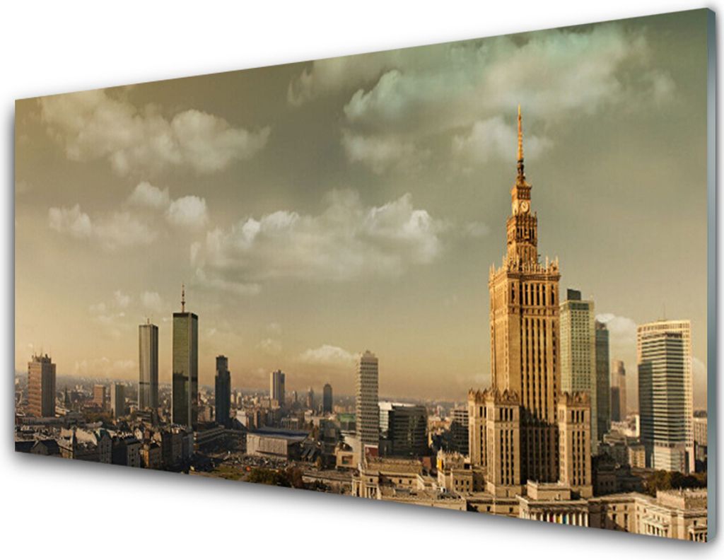 Küchenrückwand aus Glas 100x50cm Spritzschutz Stadt Gebäude