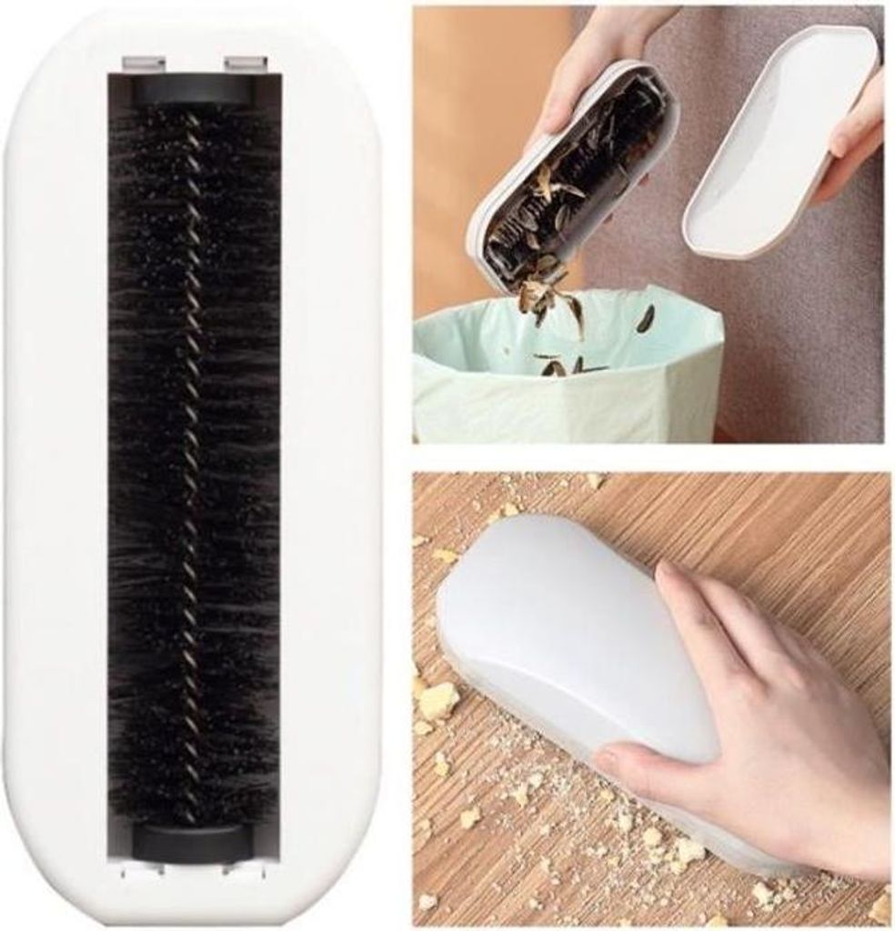 Tischkrümelbürste, Glatte Tischwalze, Handstaubsauger, für Auto, Flusen, abblätterndes Papier, Tierhaare, weiß