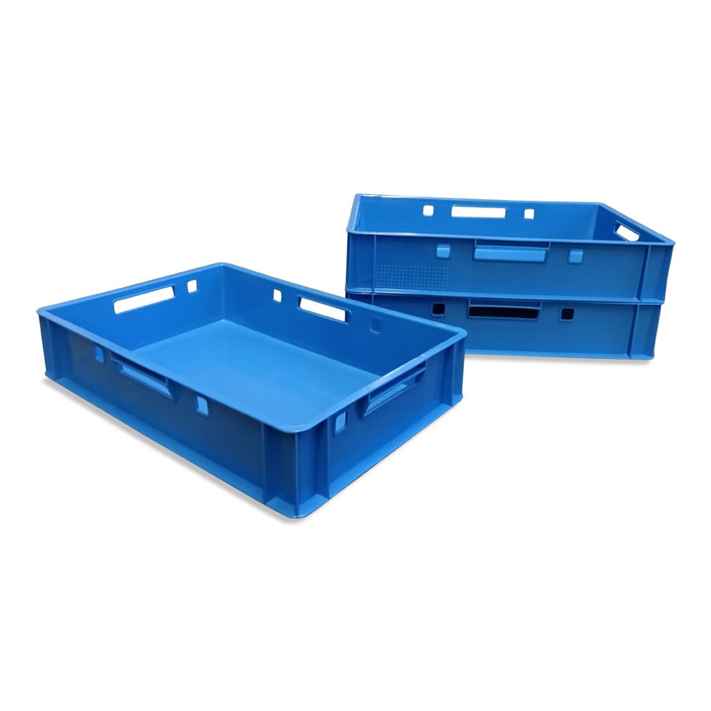 3 Stück E1 Eurofleischkiste Stapelkiste Box Metzgerkiste lebensmittelecht blau (3xE1 blau)