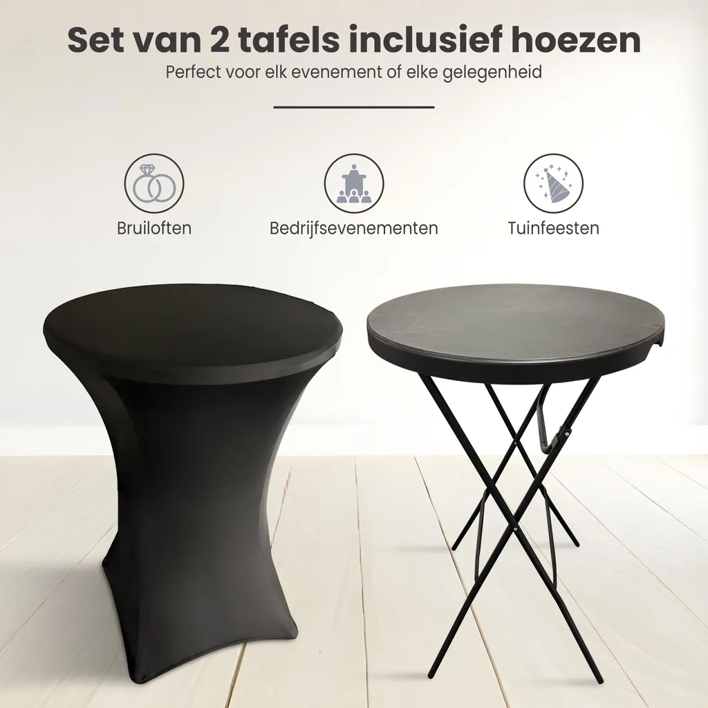 Table haute de réception pliable pour buffet et soirée - Lot de 2