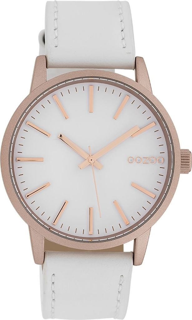 Oozoo Armbanduhr weiß Leder Timepieces Damen Analog-Quarzuhr UOC10015